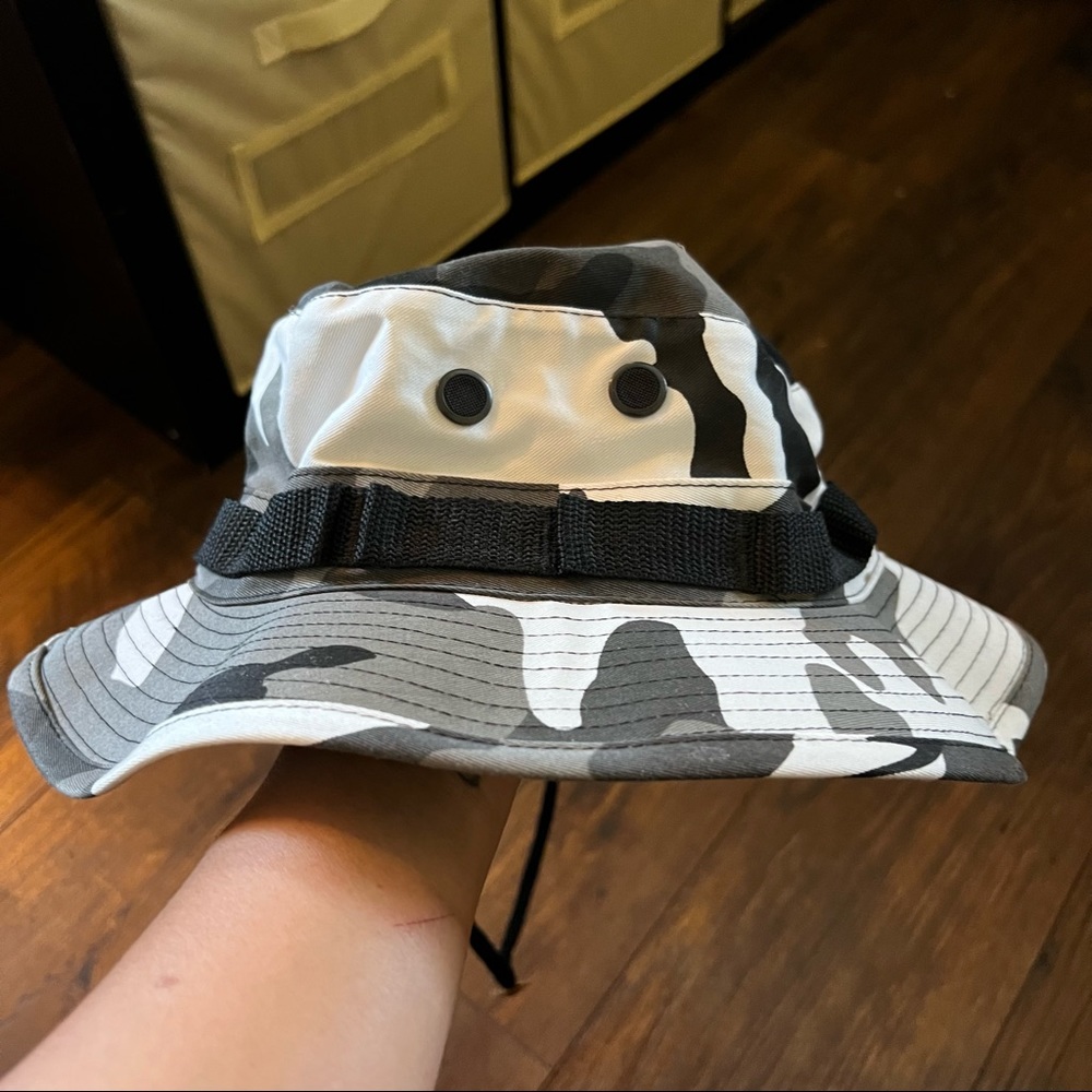 Camo Bucket Hat, Black, grey , White - Picture 2 of 9